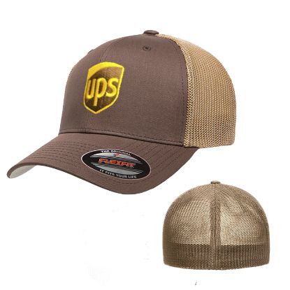 Picture of UPS Embroidered Mesh Flexfit Adjustable Trucker Brown Hat