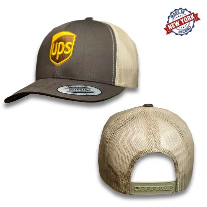 Picture of UPS Embroidered Mesh Snapback Adjustable Trucker Brown Hat