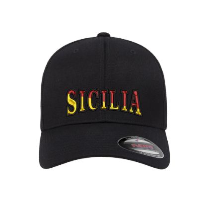 Picture of Sicilia Sicilian Flag Embroidered Black Flexfit Hat