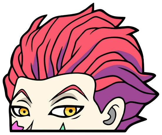 Picture of Hisoka Morow Peeking Window Vinyl Decal Anime Sticker Hunter x Hunter 6 Inches