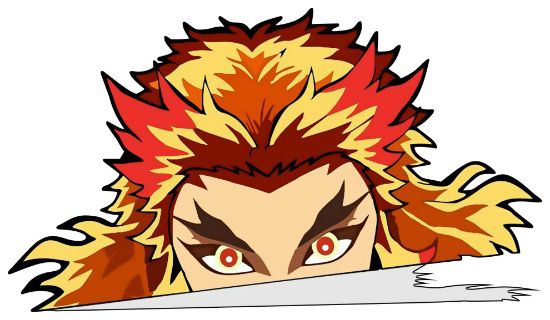 Picture of Kyojuro Rengoku Demon Slayer Peeking Window Vinyl Decal Anime Sticker 6 Inches